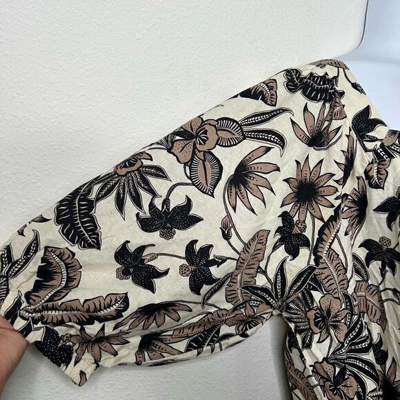 June + Vie Linen Square Neck Puff Sleeve Floral Top Women’s Size 22/24 1X - Picture 5 of 15